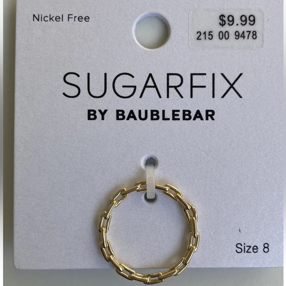 BRAND NEW SUGARFIX by BaubleBar Gold Tone Link Ring Size 8 Nickel Free